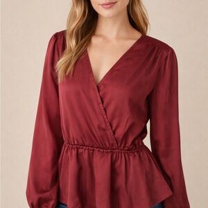 MICHAEL Michael Kors Deep Red Wrap Blouse